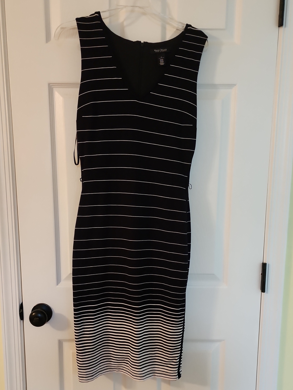 White House Black Market Black and White Striped Sheath Dress